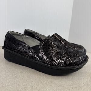 Women’s Algeria Debra Dr Onyx Metallic Black Leather Mule Clog Shoes Size 41‎
